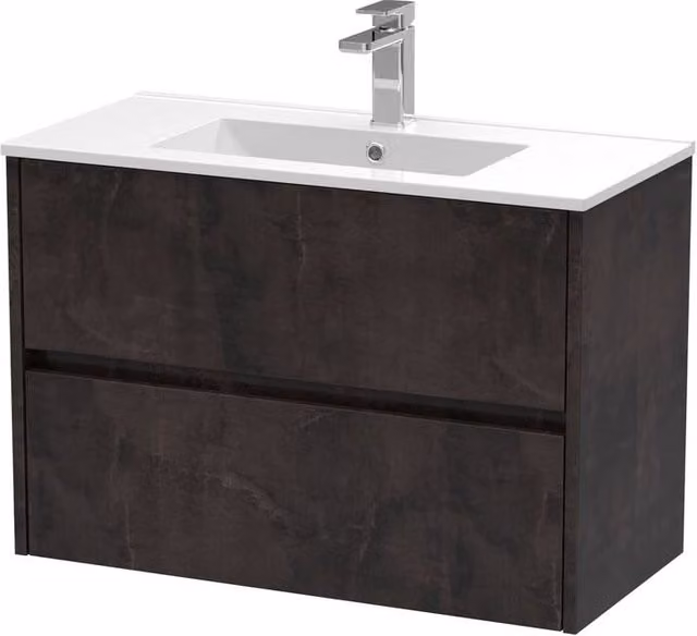 Balterley Chartley Contemporary 2 Drawer Wall Hung Vanity Basin Unit, Grey, Width: 80 cm – 1