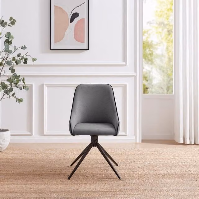 FurnitureboxUK Beaumont Fabric Swivel Chairs in Grey (Set of 2)