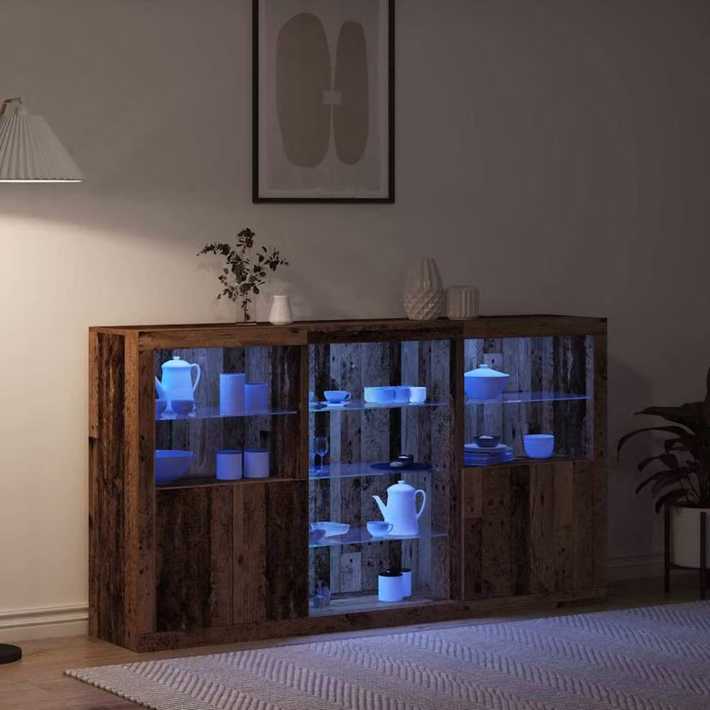 Berkfield Home Rustic Brown Engineered Wood Sideboard with Integrated LED Lights W: 181.5 cm, D: 37 cm, H: 100 cm – 5