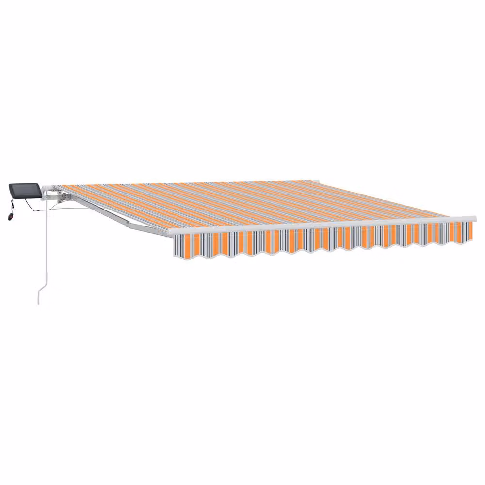 Berkfield Home Manual Retractable Striped Awning with Multicolour LED Lighting, W: 350 cm, D: 250 cm – 2