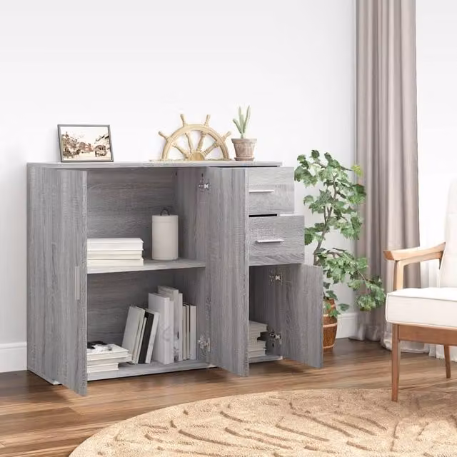 Berkfield Home Grey Sonoma Sideboard in Engineered Wood W/D/H: 91 x 29.5 x 75 cm