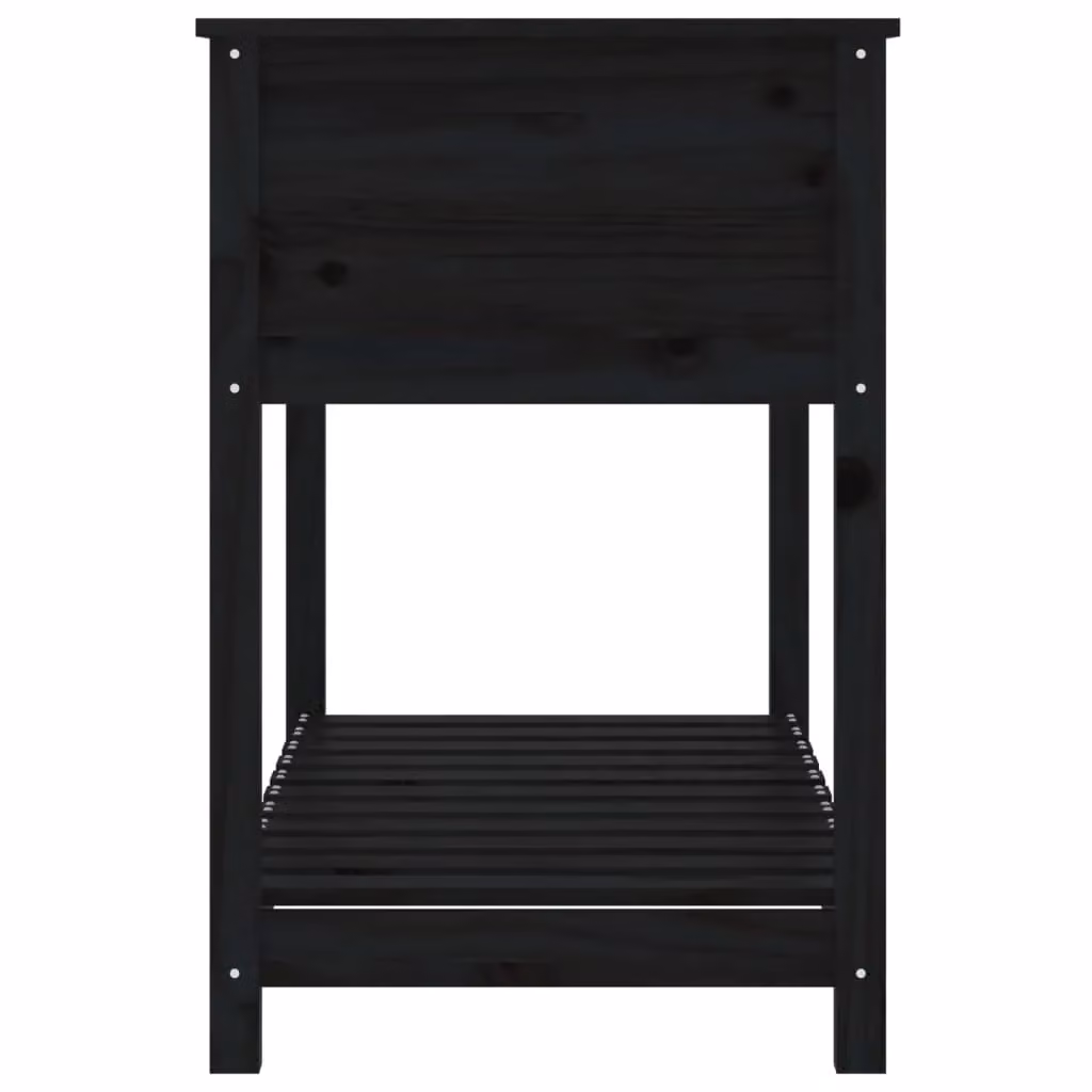 Berkfield Rustic Pine Planter with Shelf, Black, W: 111.5 cm, D: 54 cm, H: 81 cm – 4