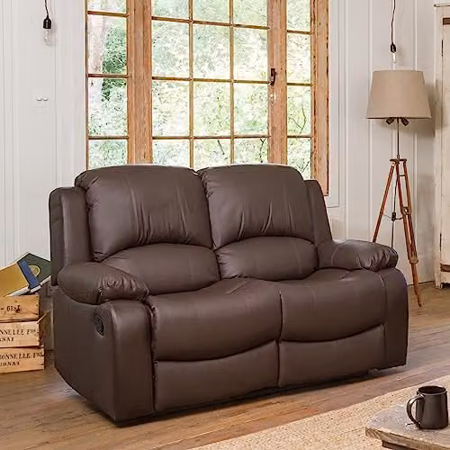 Artemis Home Glendale 2 Seat Manual Reclining Sofa in Brown Bonded Leather, Width: 150 cm