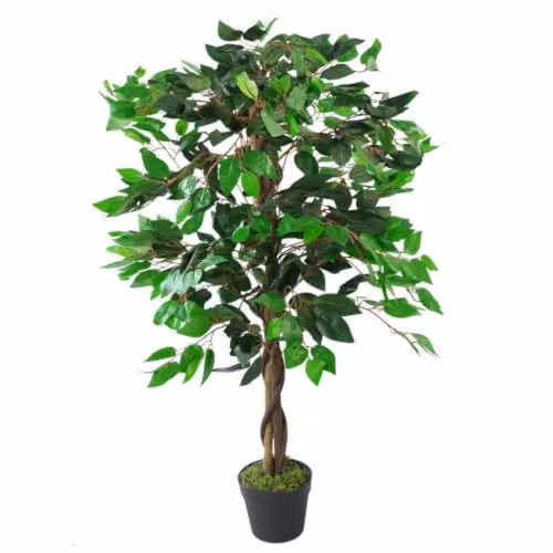 Leaf Design UK Realistic Artificial Twist Ficus Tree, Green, Height: 110 cm