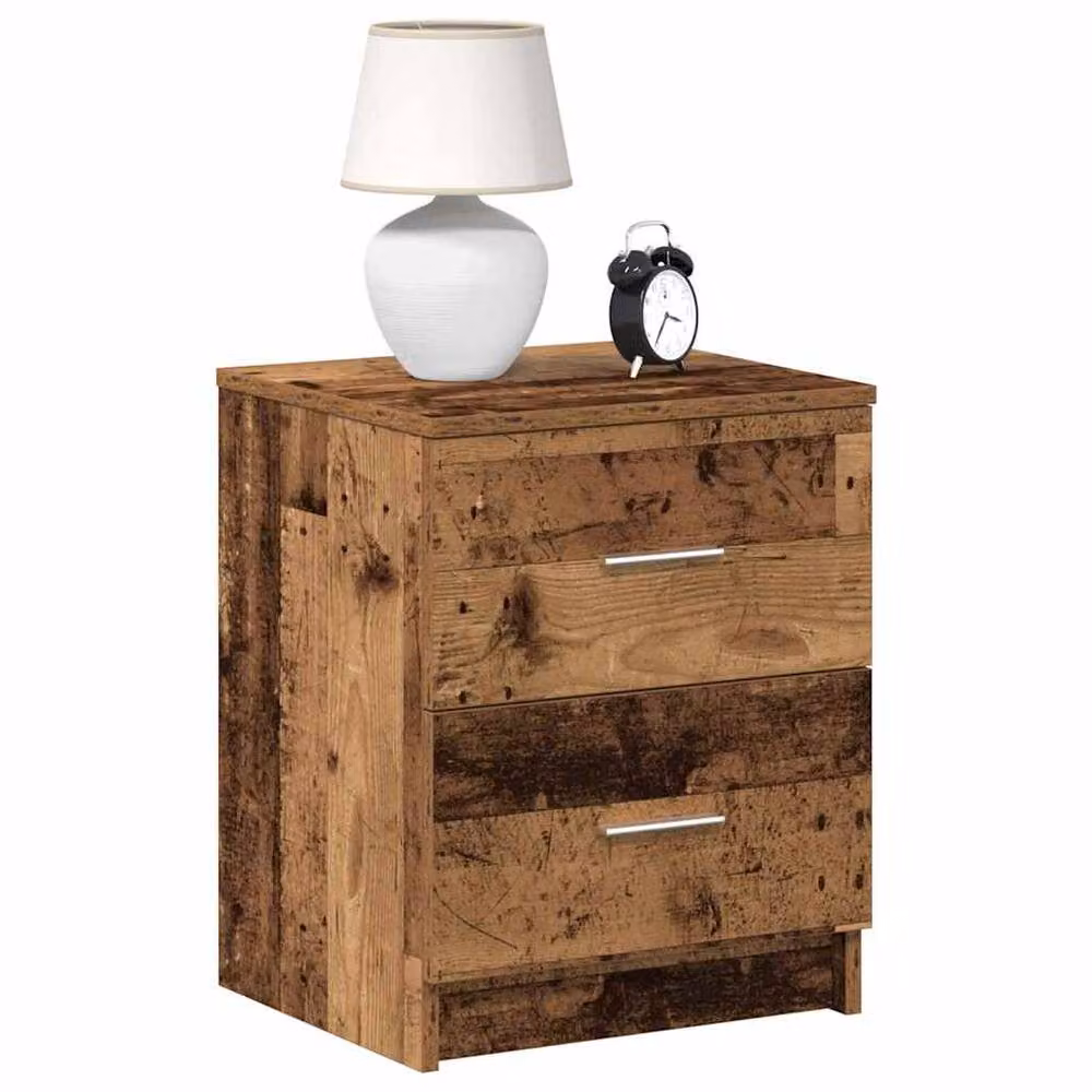 Berkfield Home Set of 2 Bedside Cabinets with 2 Drawers in Brown Old Wood, W/D/H: 40 x 36 x 50 cm – 2