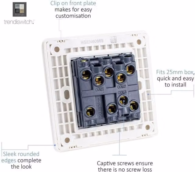 Trendi 3 Gang 2 Way Rocker Single Plate Tactile Light Switch in Moss Green and Champagne Gold