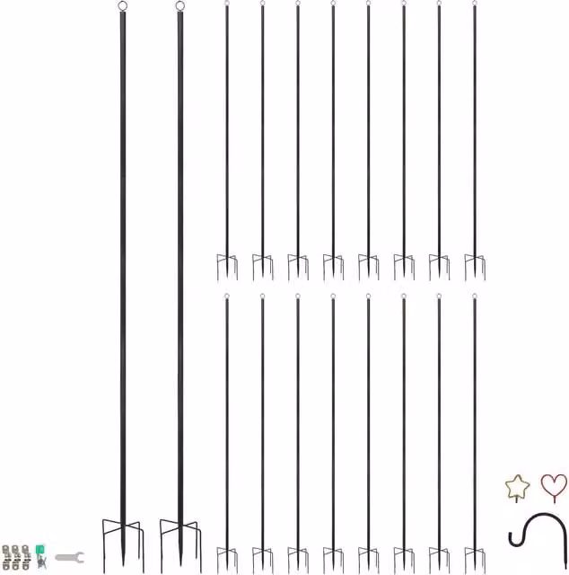 Harbour Housewares Black Metal Outdoor Iron Festoon Pole