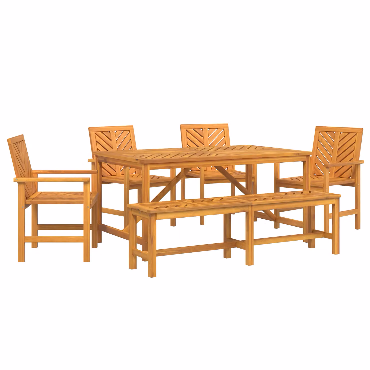 Berkfield Home 5 Piece Modern Garden Dining Set in Brown Lacquered Acacia Wood – 2