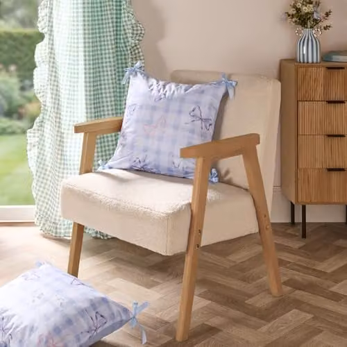 OHS Bow Print Matte Velvet Cushion Covers, Set of 2, Blue, W/D/H: 45 x 45 x 45 cm – 2
