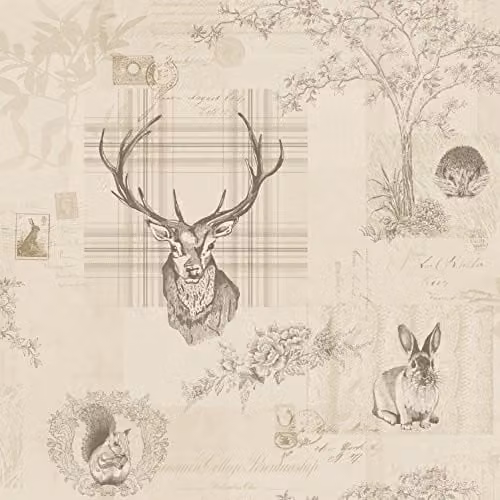 Holden Decor Imaginarium Collection Paper Wallpaper in White and Beige, W: 0.53 m, H: 10.05 m – 1