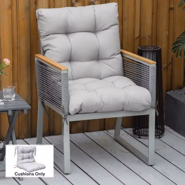 EONLION Grey Garden Back Chair Cushion Pad, W: 120 cm, D: 90 cm, H: 1 cm