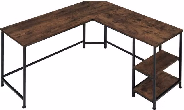tectake Hamilton L-Shaped Corner Desk in Industrial Design with MDF Wood and Metal Frame, Brown and Black, W/D/H: 200 x 138 x 75.5 cm – 7