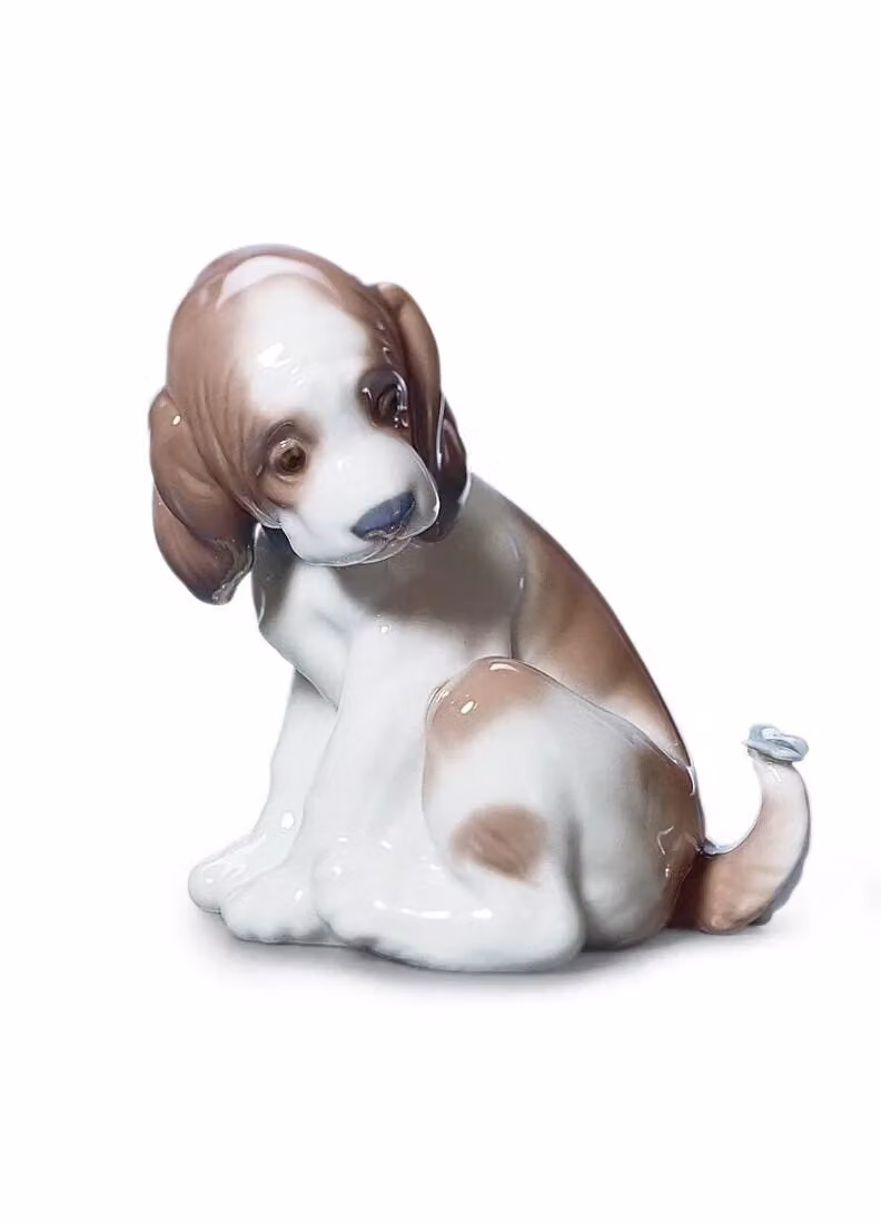 Lladró Gentle Surprise Dog Figurine in White Porcelain