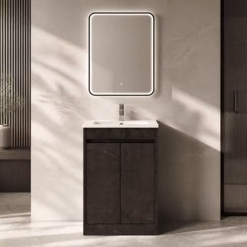 Balterley Modern Floor Standing 2 Door Bathroom Vanity Unit with Rectangular Basin and Soft Close Doors in Metallic Slate Grey, W/D/H: 52 x 39.5 x 83.5 cm – 5