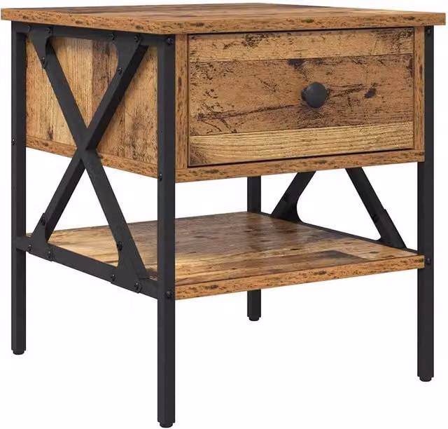 Berkfield Home Bedside Table in Brown Old Wood, W/D/H: 40 x 42 x 45 cm – 1
