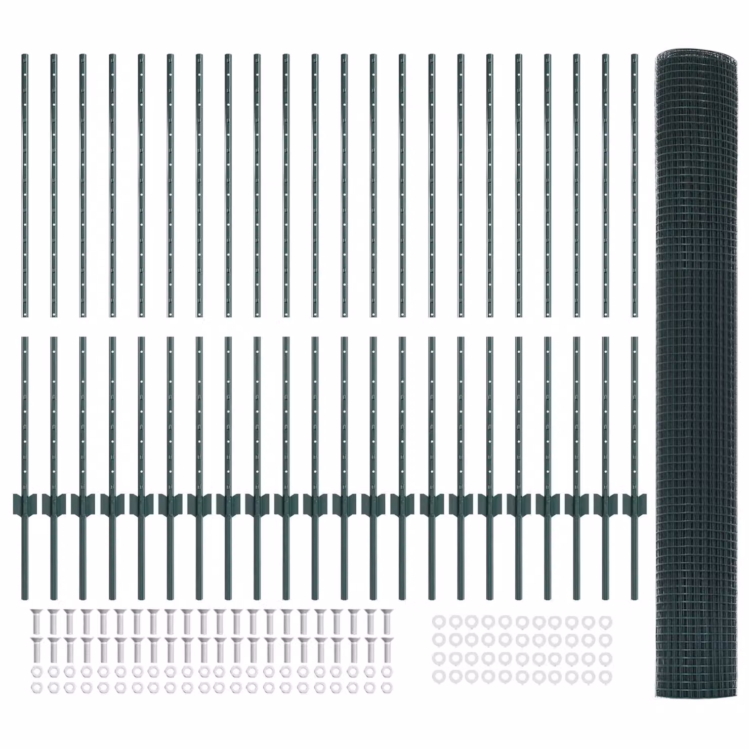 Berkfield Home Green Steel Welded Wire Fence with 22 U-Profile In-Ground Posts, W: 50 m, H: 1.2 m – 2
