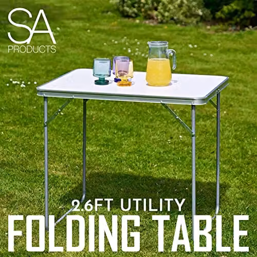 Pelle & Sol Utility Folding Table with Aluminium Frame, Brown, H 70.1 cm x W 70.1 cm x D 50 cm – 2