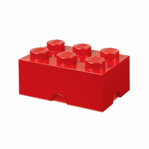 LEGO Storage Brick 6 Knobs Red Stackable Plastic Storage Box with Lid, 8.47 l
