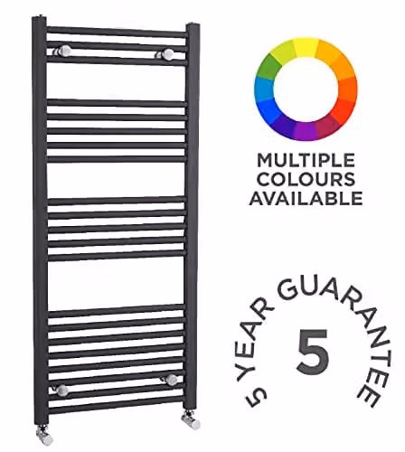 nuie MTY105 Modern Vertical Heated Ladder Towel Rail with Straight Rails, Anthracite, H 115 cm x W 50 cm – 3