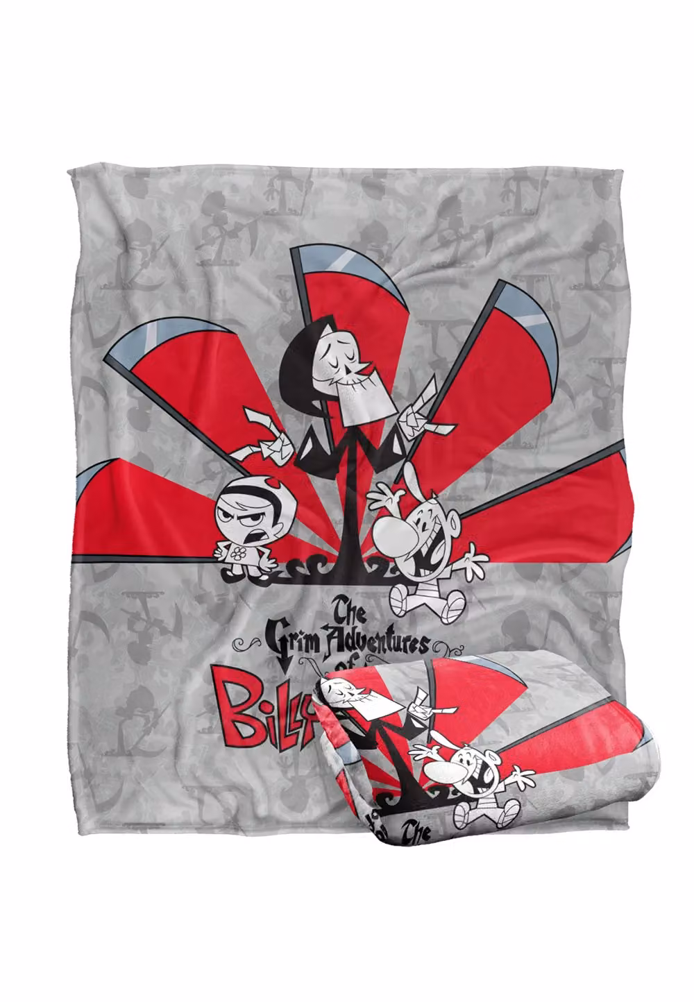 Trevco Cartoon Network Grim Adventures of Billy & Mandy Times Up Super Soft Fleece Throw Blanket, White, W/D/H: 152 x 127 cm – 2