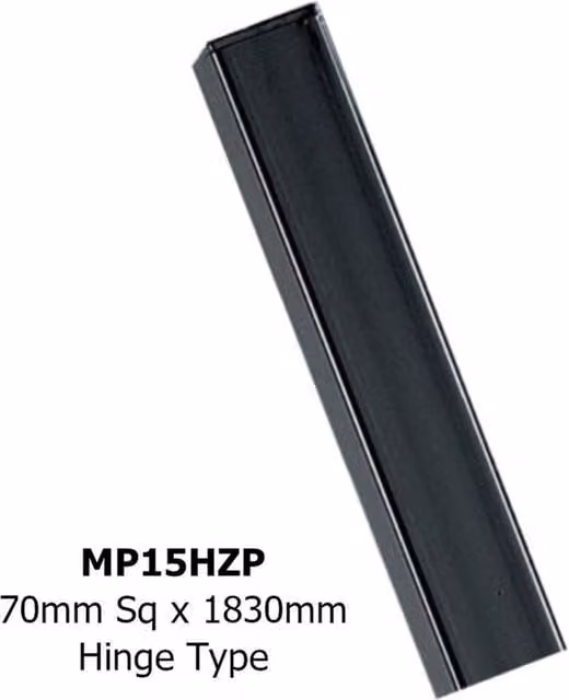 Burbage Iron Craft Square Flat Top Steel In-Ground Post with Hinge in Black, W/D/H: 7 x 7 x 183 cm