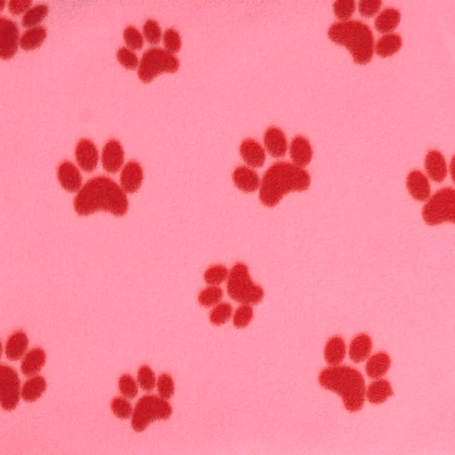 OHS Pet Paw Print Fleece Throw in Pink and Red, W/D/H: 150 x 120 x 1 cm