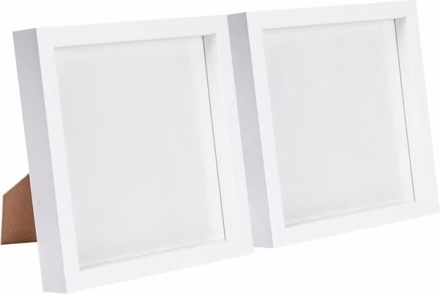 Nicola Spring 3D Box Photo Frames, Pack of 2, White, Square, W/D/H: 20.32 x 20.32 x 20.32 cm