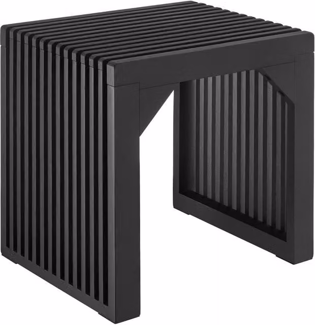 TECTAKE Ribb Stool/Bench in Black with Slatted Bamboo and Metal Design – 1