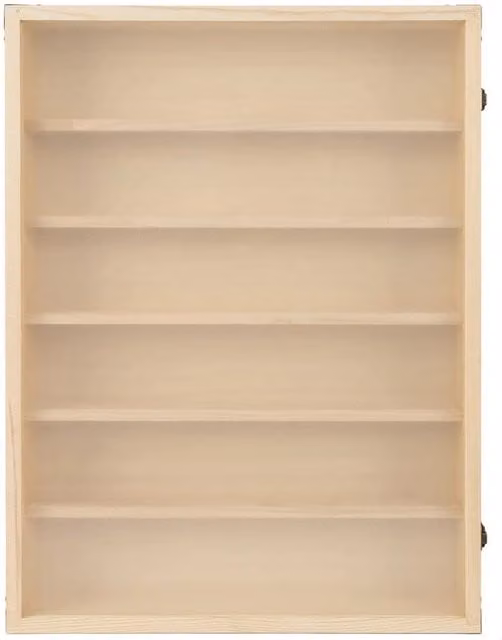 Kelvenix 6-Tier Wooden Wall Mounted Display Case with Glass Hinged Doors in Brown