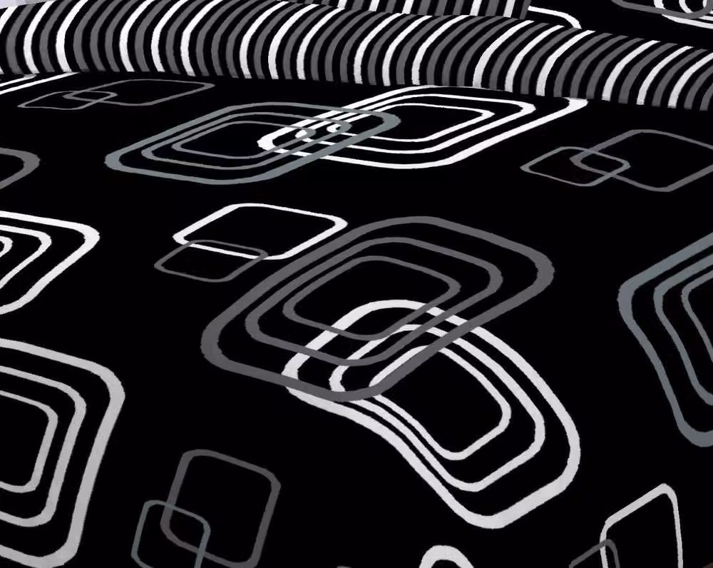 Homes-Linen Blake Geometric Reversible Duvet Cover Bedding Set in Black, Size: 140 x 200 cm – 2