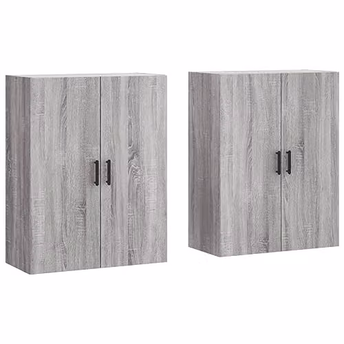 vidaXL Set of 2 Wall Mounted Cabinets in Grey Sonoma with Hinged Doors