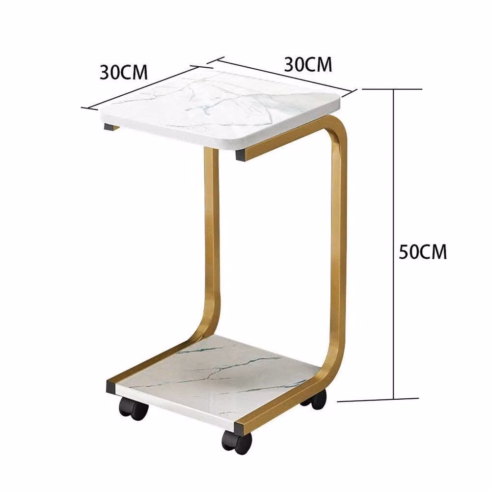 EONLION Narrow White Glossy End Side Table with Storage and Castors – 2