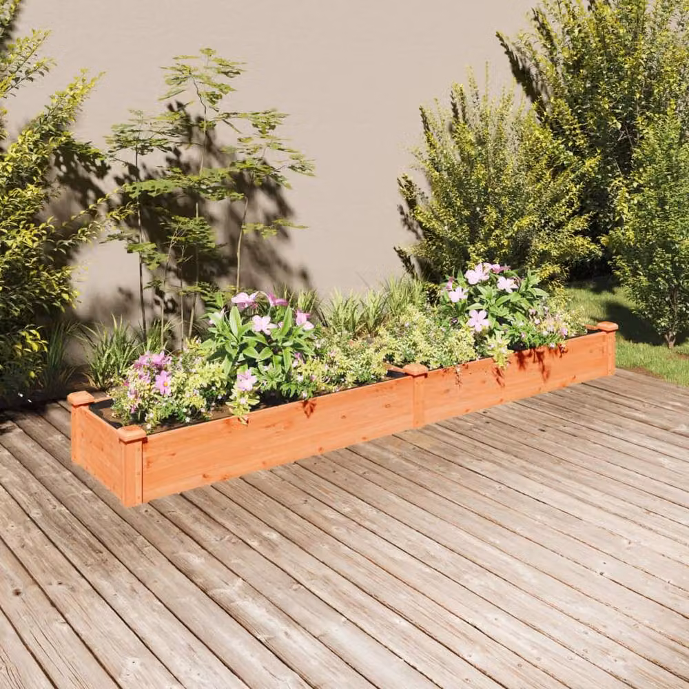 Berkfield Home Garden Raised Bed in Brown Solid Wood with Liner, W: 240 cm, D: 45 cm, H: 25 cm – 2