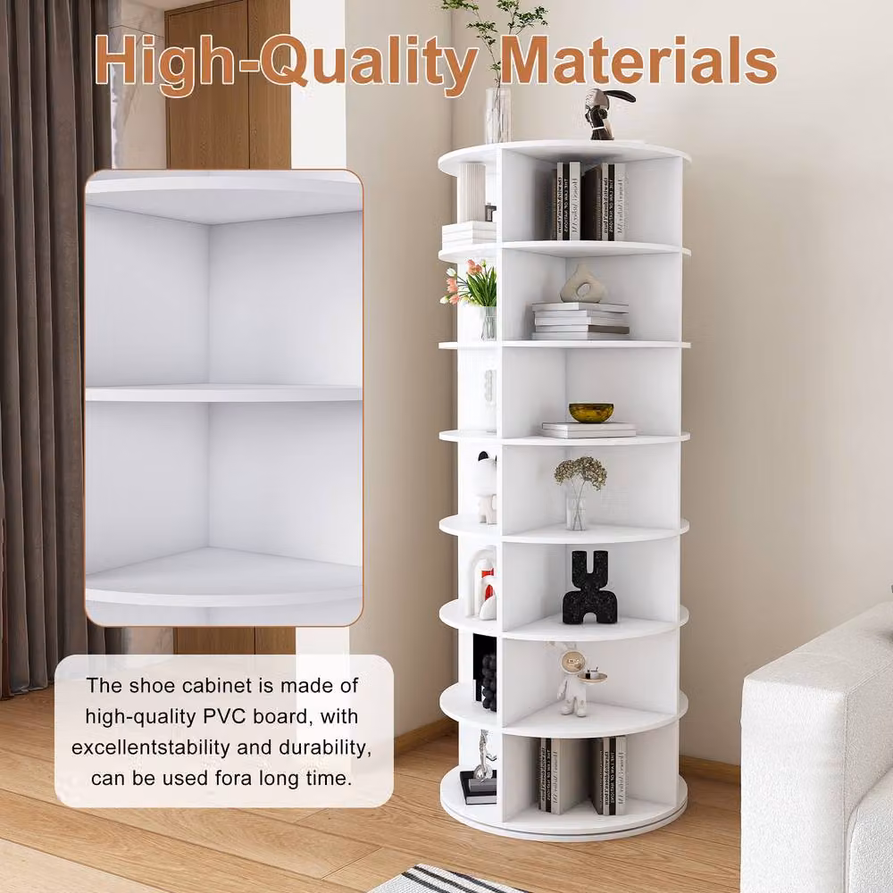 Rolipo 7-Tier White Rotating Shoe Rack Tower for 28 Pairs – 3