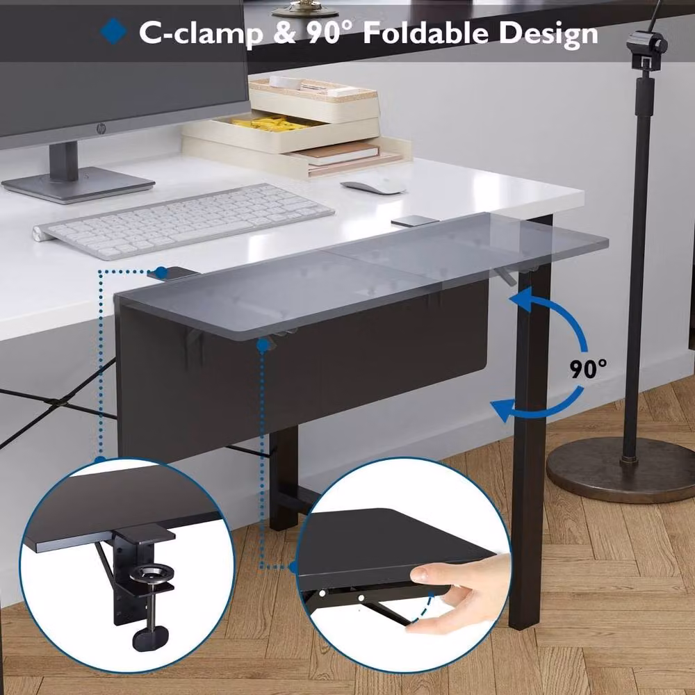 SPETLEK Desk Extender Tray, Black Matt Table Mount Shelf – 3