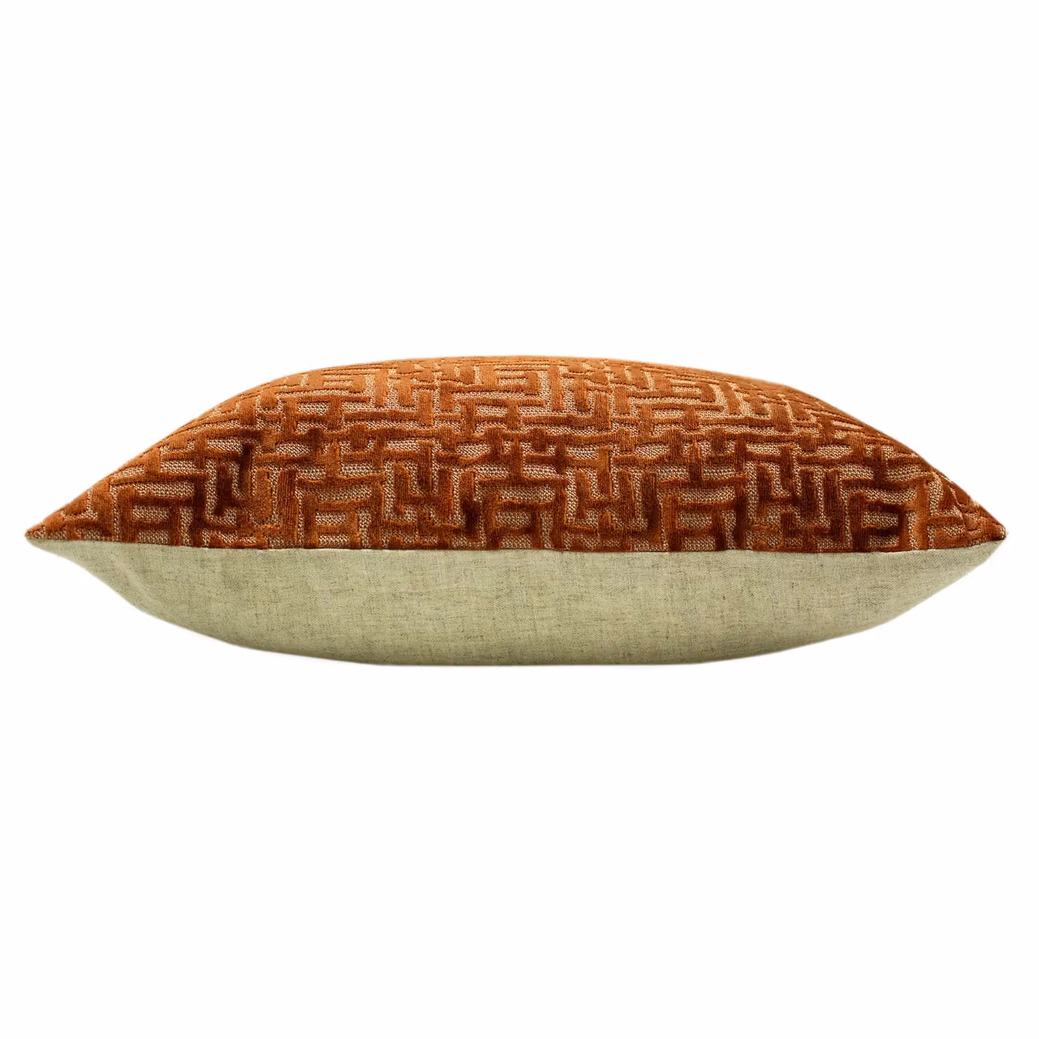 Paoletti Delphi Graphic Velvet and Linen Square Cushion in Orange and Rust, W/D/H: 45 x 45 x 45 cm – 3