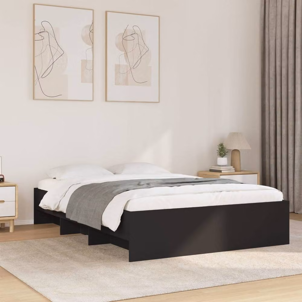 Berkfield Home Durable Engineered Wood Bed Frame in Black, W/D/H: 140 x 200 x 35 cm – 2