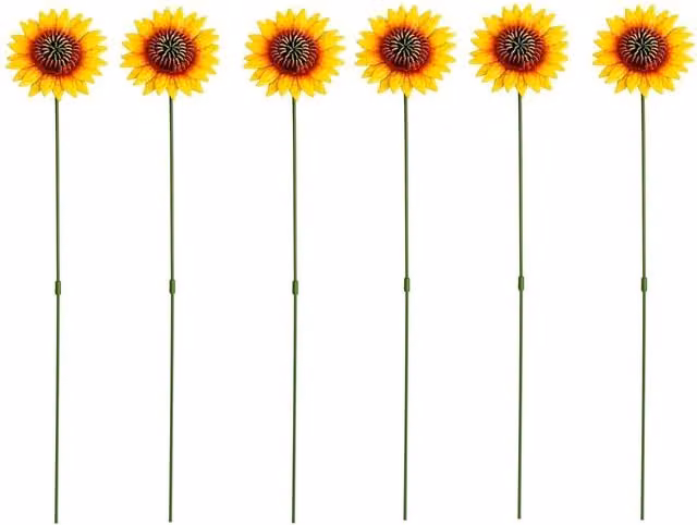 Garden Gear Metal Sunflower Ornamental Stakes Set in Yellow