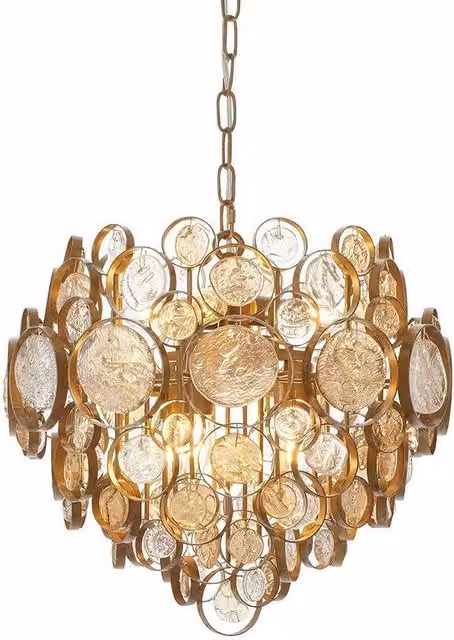 Netlighting CARBONIA Dimmable 6 Light Glass Ceiling Pendant in Gold and Amber – 1