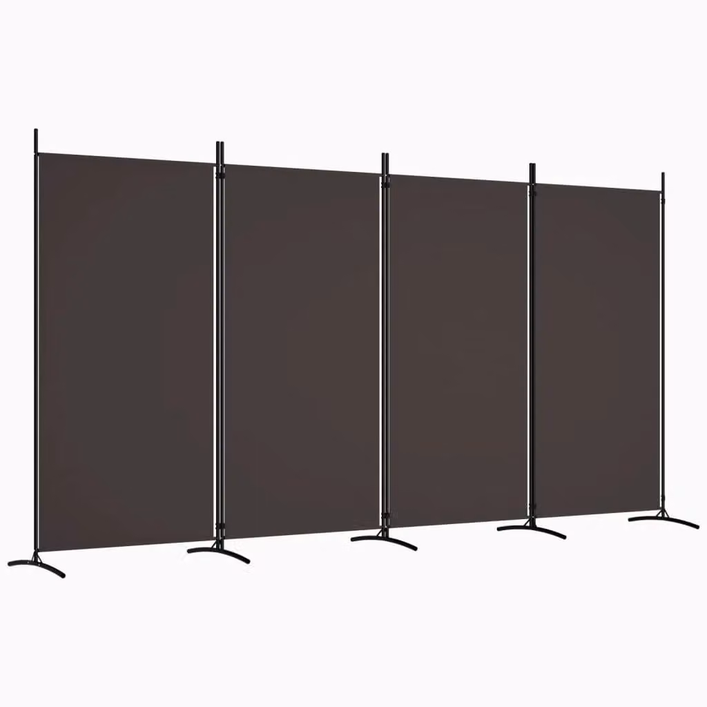 Berkfield Home 4-Panel Fabric Room Divider, Brown, H 180 cm x W 346 cm – 2