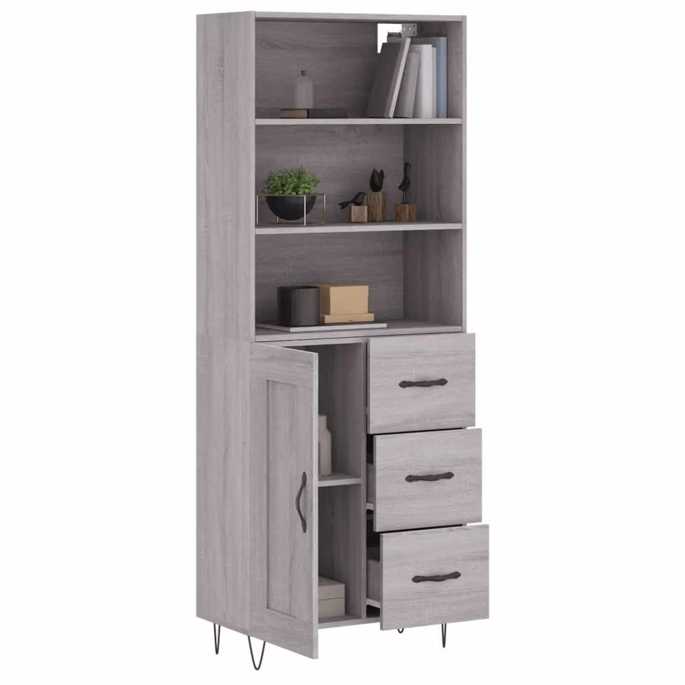 Berkfield Home Sonoma Highboard in Grey, H 180 x W 69.5 x D 34 cm – 3