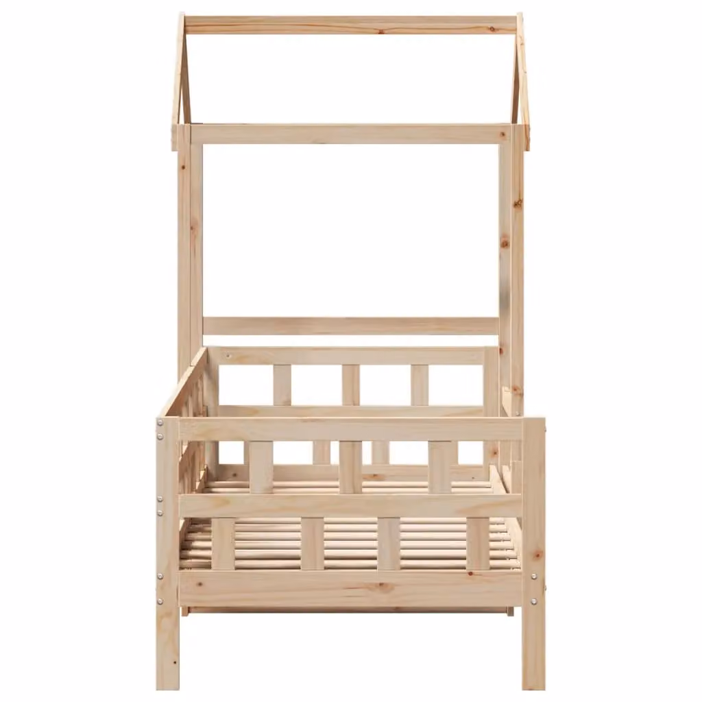 Berkfield Home Rustic Solid Wood Pine Day Bed with Roof in Brown W/D/H: 80 x 200 cm – 2