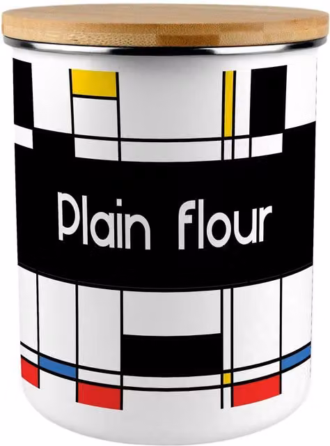 Purely Home Retro Art Deco Plain Flour Canister, 2.7L, Multicolour Enamel and Bamboo Kitchen Storage Tin – 3