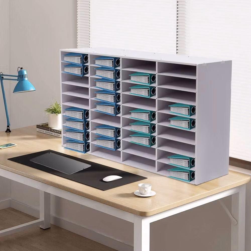 Ventryn 36 Slot Literature File Organizer and Office Mailbox Storage Rack in White – 3
