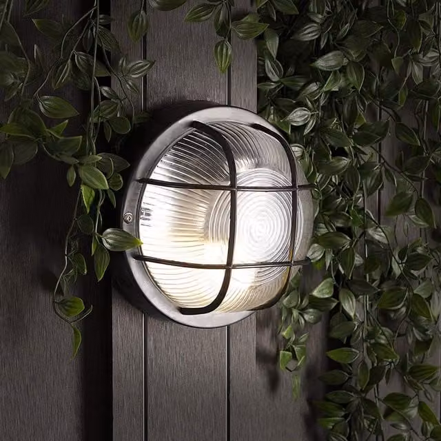 CGC Lighting Ronnie Black Cage Round Bulkhead Light