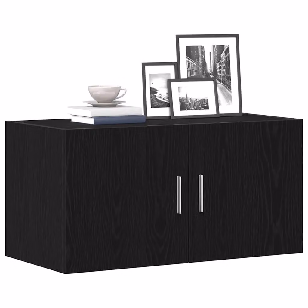 Berkfield Home Black Oak Wall Mounted Cabinet with Hinged Doors, W: 80 cm, D: 40 cm, H: 39 cm – 3
