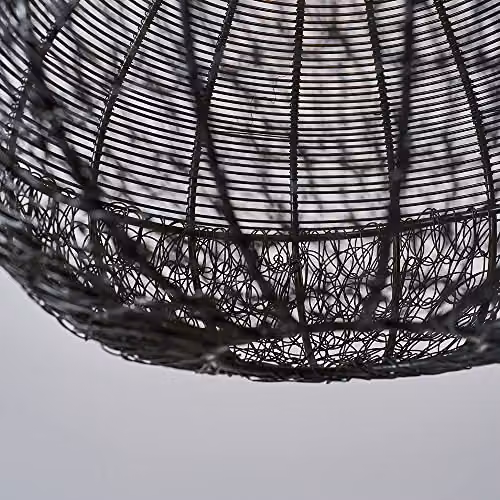 MiniSun Modern Black Woven Rattan Teardrop Pendant Ceiling Light Shade with Warm White LED Bulb – 4
