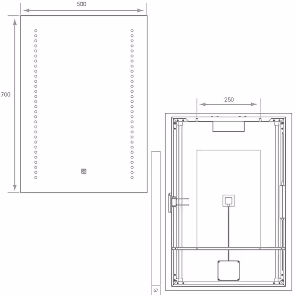 Loops LED Bathroom Mirror with Tunable White Light, Demister and Shaver Socket, W: 50 cm, H: 70 cm – 2