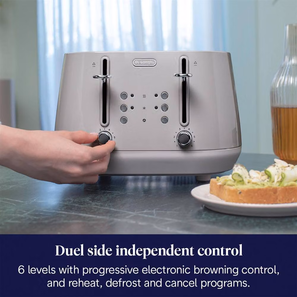 DeLonghi Eclettica Toaster in Beige and Cream with Stainless Steel and Metal Finish – 2