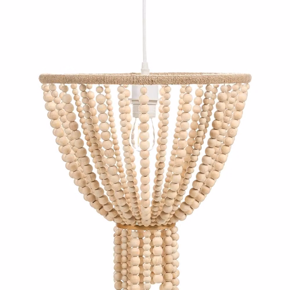 Wyld and Coco Boho Rubberwood Bead Chandelier Pendant Light in Brown – 2